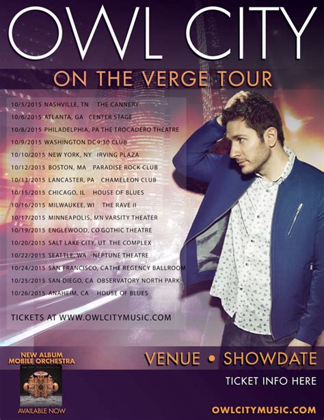 Owl City Average Setlists of tour: Cinematic .